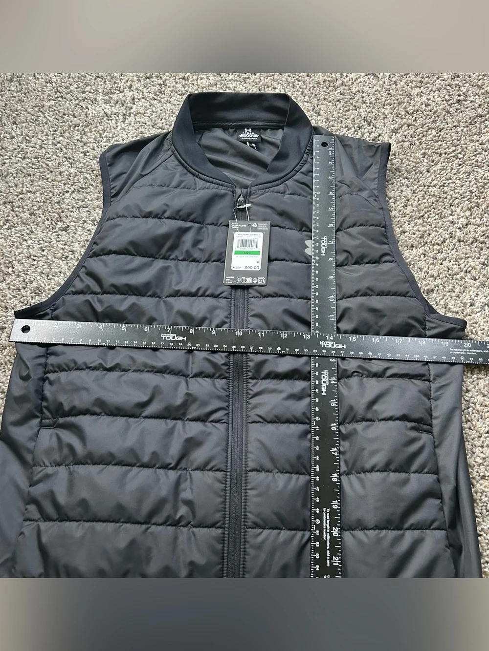 Under Armour Launch Insulated Running Vest Men's Large Black Full Zip 1380870
